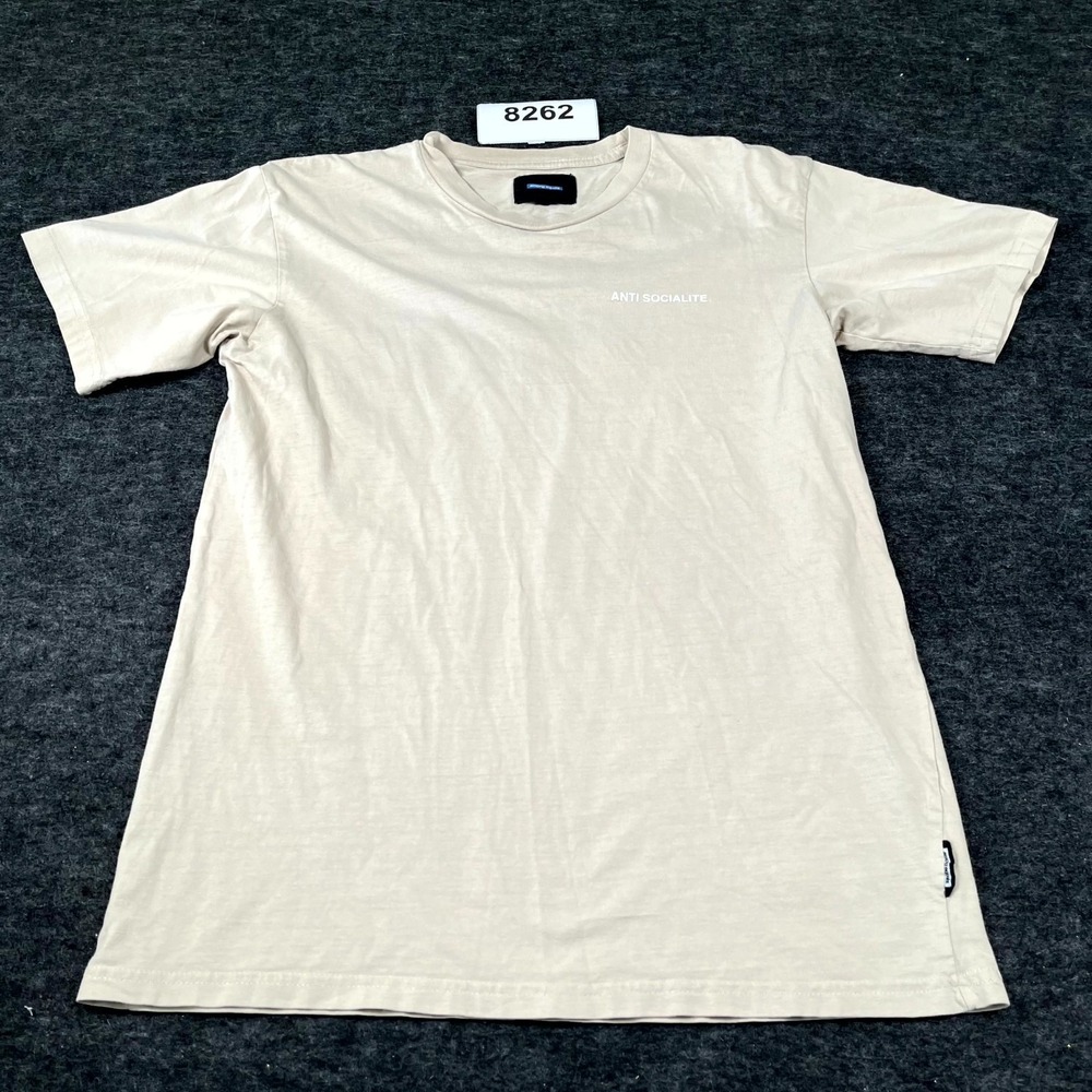 Among Equals T Shirt Mens Medium Beige State‎ Of Mind Graphic Print Crew Neck